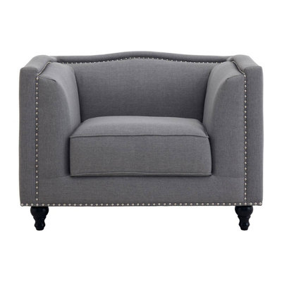 Interiors By Premier Comfortable Grey Fabric Chair, Elegant Armchair For Bedroom, Robust Modern Armchair For Livingroom