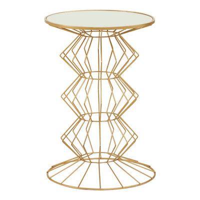 Interiors By Premier Compact Gold Finish Frame Table, Practical Side Table For Livingroom, Mirrored Top Small Lounge Table