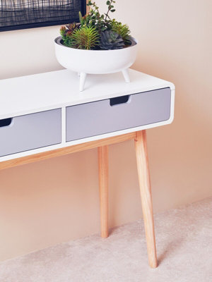 Interiors by Premier Console Table, Versatile Console Table with Drawers, Light Weight White Finish Console Table with Storage