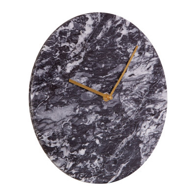 Interiors By Premier Contemporary Black Marble Wall Clock, Marble Constructed Large Wall Clock, Versatile Clock For Kitchen