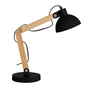 Interiors By Premier Contemporary Black Wood Table Lamp, Versatile Bedside Table Lamp, Modern Rustic Livingroom Table Lamp