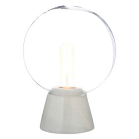 Interiors By Premier Contemporary Globe Lamp With White Marble Base, Contrasting Bedside Table Light, Versatile Modern Lamp