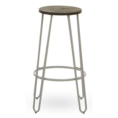 Interiors by Premier Contemporary Grey Metal Bar Stool, Hairpin Stool for Kitchen Counter, Versatile Breakfast Stool for Home