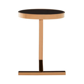 Interiors by Premier Contemporary Rose Gold Side Table With T Base, Strong And Stylish Small Table, Versatile Lounge Table