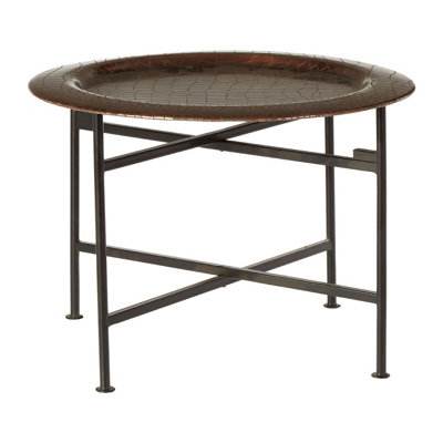 Interiors By Premier Contemporary Small Copper And Black Side Table, Round Top Small Lounge Table, Sleek Bed Side Table