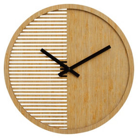 Interiors By Premier Contemporary Small Wooden Wall Clock, Large Wood Dial Clock In Kitchen, Easily Maintained Large Wall Clock