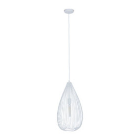 Interiors By Premier Contemporary Teardrop White Pendant Light, Effortlessly Maintained Down Light Wall, Sleek Ceiling Light