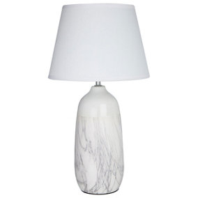 Interiors By Premier Contemporary White Ceramic Table Lamp, Elegant Bed Table Lmap, Easily Maintained Lamp for Livingroom Table