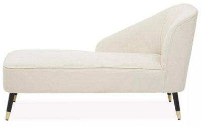 Interiors by Premier Cream Chaise Lounge Sofa, Upholstered Velvet Sofa for Lounge, Living Room, Right Arm Chaise Accent Lounge