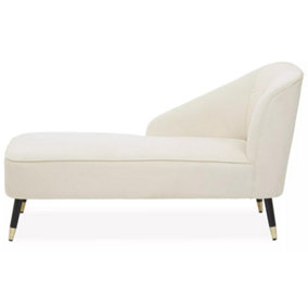 Interiors by Premier Cream Chaise Lounge Sofa, Upholstered Velvet Sofa for Lounge, Living Room, Right Arm Chaise Accent Lounge