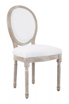 Interiors by Premier Cream Linen Dining Chair with Oval backseat, Stylish Linen Chair for Dining, Luxurious Dining Chair