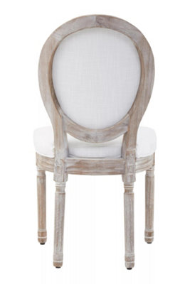 Interiors by Premier Cream Linen Dining Chair with Oval backseat, Stylish Linen Chair for Dining, Luxurious Dining Chair