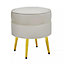 Interiors by Premier Cream Velvet Round Footstool, Ottoman Small Footstool with Soft Upholstery, Velvet Pouffe for Home
