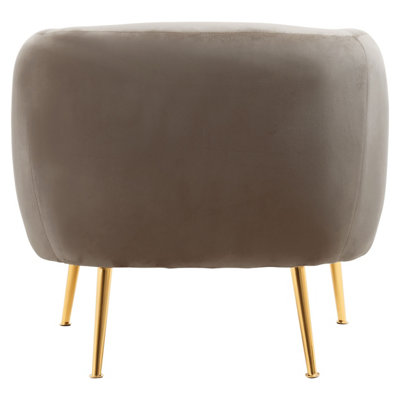 Interiors by Premier Dark Beige Velvet Armchair, Foaming Seat With Gold Legs For Comfortable Seating, Living Room Accent Chair