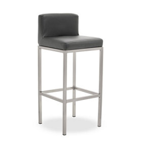 Interiors by Premier Dark grey and Chrome Finish Bar Chair, Glam Touch Indoor Metal Bar Stool, Footrest Bar Chair