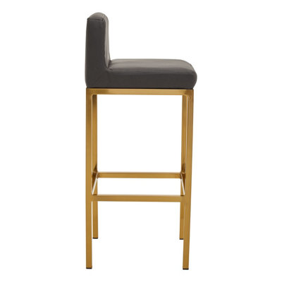 Interiors by Premier Dark grey and Gold Finish Bar Chair, Glam Touch Indoor Metal Bar Stool, Footrest Bar Chair