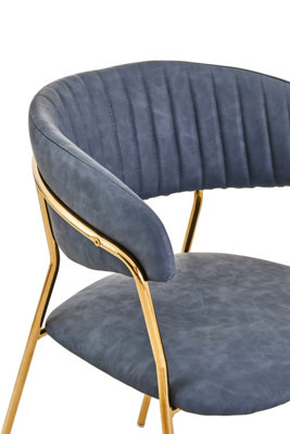 Interiors by Premier Dark Grey Velvet Dining Chair, Modern Dining Armchair, Grey and Gold Luxury Dining Chair for Home, Lounge