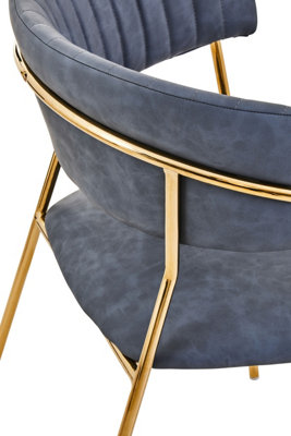 Interiors by Premier Dark Grey Velvet Dining Chair, Modern Dining Armchair, Grey and Gold Luxury Dining Chair for Home, Lounge