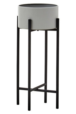 Interiors by Premier Design Large Grey And Black Floor Standing Planter, Sturdy And Durable Outdoor Pot For Artificial Flowers