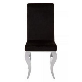 Interiors by Premier Dining Black Velvet Chair with Silver Frame, Easy to Maintain Bedroom Chair, HighBack Indoor Living Chair