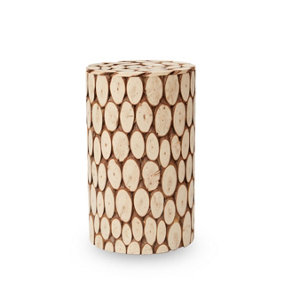 Interiors By Premier Distinctive Design Statement Stool, Innovative Cylindrical Design Wooden Stool, Versatile And Compact Stool