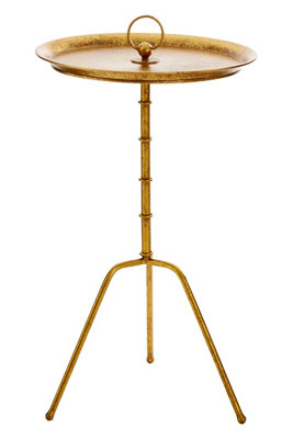 Interiors by Premier Distressed Small Accent Table, Elegant Corner Table, Gold Finish Bedside Table, Durable Functional Table