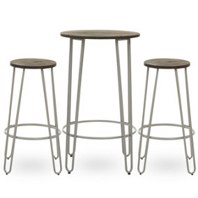 Interiors by Premier District 3pc Elm Wood Bar Table and Stool Set