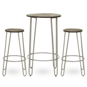 Interiors by Premier District 3pc Silver Frame Bar Table Stool Set