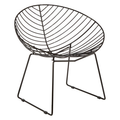 Interiors by Premier District Black Metal Wire Rounded Wire Chair