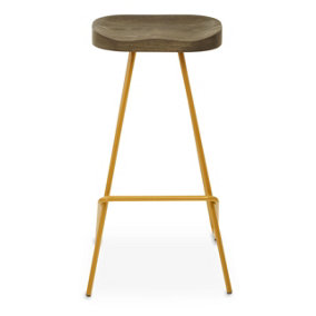 Interiors by Premier District Elm Wood Bar Stool with Metal Legs