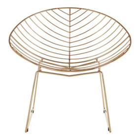 Interiors by Premier District Gold Metal Wire Rounded Chair