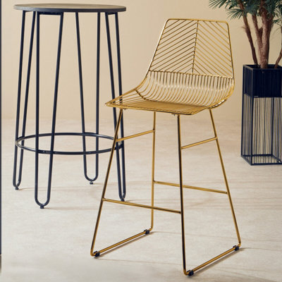 Interiors by Premier District Gold Metal Wire Tapered Bar Chair DIY