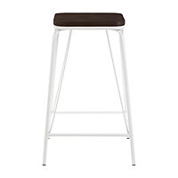 Interiors by Premier District White Metal and Elm Wood Stool