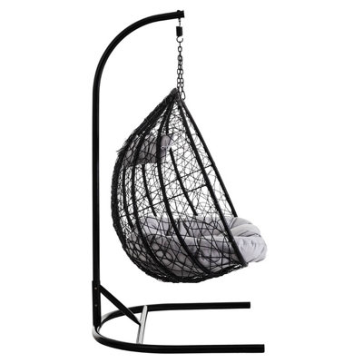 Interiors by Premier Double Black Hanging Chair, Plush Comfort Bedroom Chair, Stable And Sturdy Indoor Chair with grey cusions