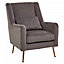 Interiors by Premier Doucet Grey Velvet Chair With Gold Finish Legs