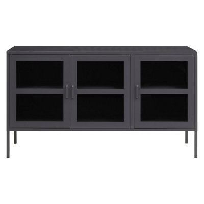 Interiors By Premier Durable 3 Door Grey Sideboard, Ample Storage Multi Drawer Sidebaord, Versatile Industrial Sideboard Cabinet