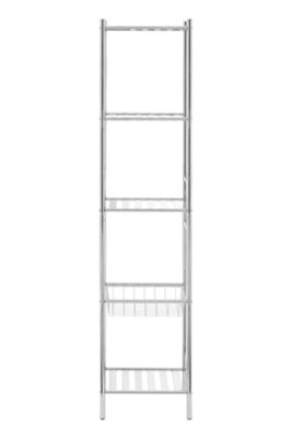 Interiors By Premier Durable 5 Tier Chrome Shelf Unit With Basket ...