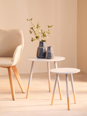 Interiors By Premier Durable And Sturdy Design Set Of Two Grey Round Side Tables, Stylish And Elegant Side Tables, Small Tables