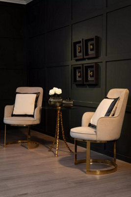Interiors By Premier Durable Beige Velvet Dining Chair, Versatile Modern Chair For Dinner, Sleek Luxury Chair For Livingroom