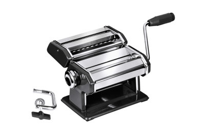 Interiors By Premier Durable Black And Chrome Pasta Maker, Versatile Machine For Pasta, Spaghetti, Comfortable Kitchen Accessory