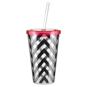 Interiors by Premier Durable Chevron 450Ml Drinks Cup, Versatile Plastic Water Cup, Portable Safe Plastic Water Drinking Cup