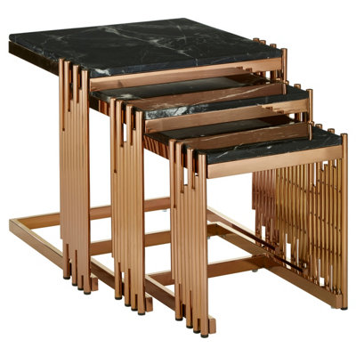 Interiors By Premier Durable Design Set Of 3 Square Nesting Tables, Luxurious Small Side Table By Couch, Functional Bedside Table