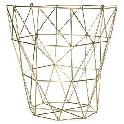 Interiors By Premier Durable Gold Finish Tall Storage Basket, Functional Storage Basket For Kitchen, Stylish Decorative Basket
