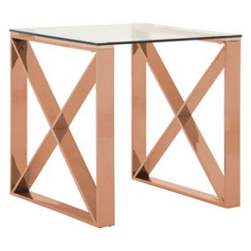 Interiors by Premier Durable Rose Gold Cross Legs End Table, Stylish Design Side Table For Livingroom, Versatile Side Table