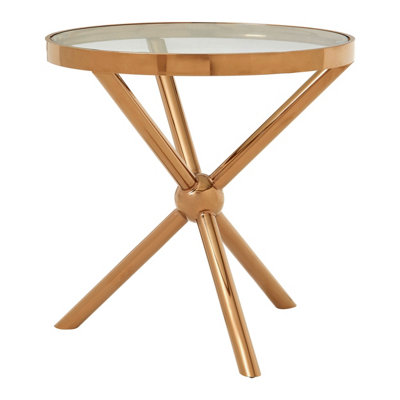 Interiors By Premier Durable Round Rose Gold Side Table, Elegant Small Lounge Table For Tea, Stainless Steel Base Bedside Table