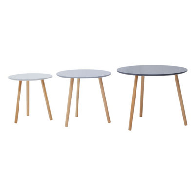 Interiors by Premier Durable Set of 3 Round Tables, Triangular Coffee Tables Set, Long Lasting Rounded Top Wood Table for Indoor