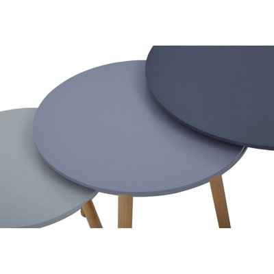 Interiors by Premier Durable Set of 3 Round Tables, Triangular Coffee Tables Set, Long Lasting Rounded Top Wood Table for Indoor