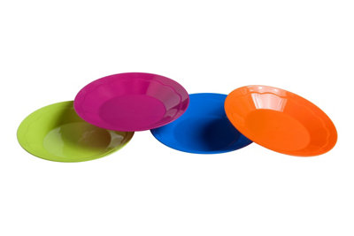 Interiors by Premier Durable Set Of Four Assorted Polypropylene Plates, Sleek Concave Design Plate, Lightweight PP Plastic Plate