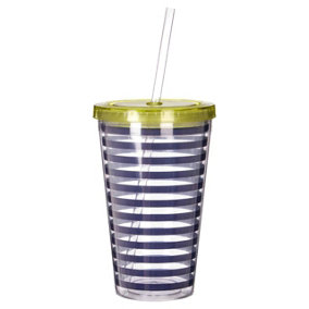 Interiors by Premier Durable Stripe 450Ml Drinks Cup, Versatile Plastic Water Cup, Portable Safe Plastic Water Drinking Cup