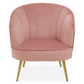Interiors by Premier Durable Yolanda Pink Velvet Chair, Exquisite & Cozy Desk Chair Pink Velvet, Easy to Clean Pink Velvet Chair